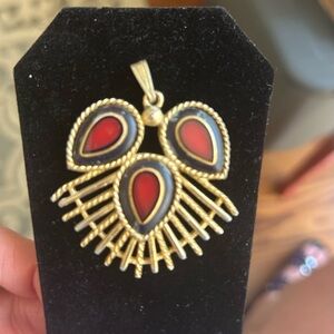 Vintage Sarah Coventry “Dynasty” Gold and Red Pendant